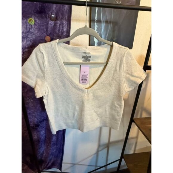 Womens Short Sleeve V-Neck Seamless T-Shirt Wild Fable Heather Gray XL - Picture 1 of 3